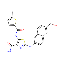 Cc1ccc(C(=O)Nc2sc(Nc3ccc4cc(CO)ccc4c3)nc2C(N)=O)s1 ZINC000473165210