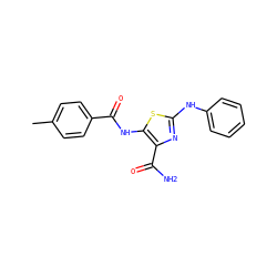 Cc1ccc(C(=O)Nc2sc(Nc3ccccc3)nc2C(N)=O)cc1 ZINC000140547993
