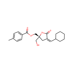 Cc1ccc(C(=O)OC[C@]2(CO)C/C(=C/C3CCCCC3)C(=O)O2)cc1 ZINC000045497285