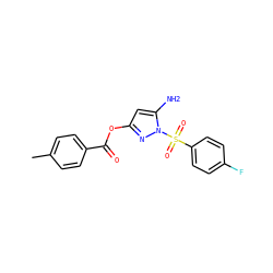 Cc1ccc(C(=O)Oc2cc(N)n(S(=O)(=O)c3ccc(F)cc3)n2)cc1 ZINC000004562858