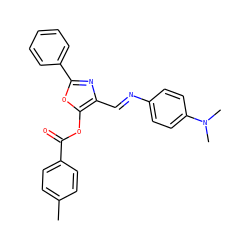 Cc1ccc(C(=O)Oc2oc(-c3ccccc3)nc2/C=N/c2ccc(N(C)C)cc2)cc1 ZINC000015986516