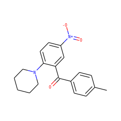 Cc1ccc(C(=O)c2cc([N+](=O)[O-])ccc2N2CCCCC2)cc1 ZINC000004575474