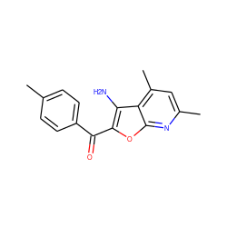 Cc1ccc(C(=O)c2oc3nc(C)cc(C)c3c2N)cc1 ZINC000000554229