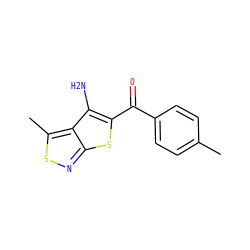 Cc1ccc(C(=O)c2sc3nsc(C)c3c2N)cc1 ZINC000001398246