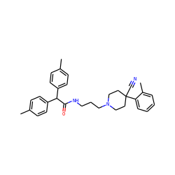 Cc1ccc(C(C(=O)NCCCN2CCC(C#N)(c3ccccc3C)CC2)c2ccc(C)cc2)cc1 ZINC000003929253