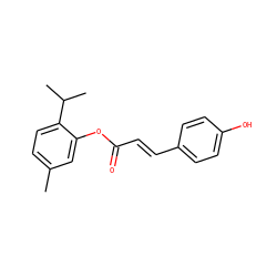 Cc1ccc(C(C)C)c(OC(=O)/C=C/c2ccc(O)cc2)c1 ZINC000103276684