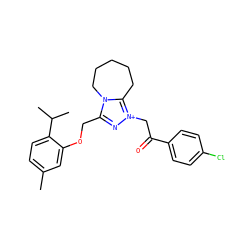 Cc1ccc(C(C)C)c(OCc2n[n+](CC(=O)c3ccc(Cl)cc3)c3n2CCCCC3)c1 ZINC000015961062
