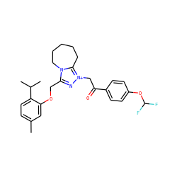 Cc1ccc(C(C)C)c(OCc2n[n+](CC(=O)c3ccc(OC(F)F)cc3)c3n2CCCCC3)c1 ZINC000015953369