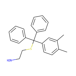 Cc1ccc(C(SCCN)(c2ccccc2)c2ccccc2)cc1C ZINC000095580877