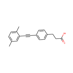Cc1ccc(C)c(C#Cc2ccc(CCC(=O)O)cc2)c1 ZINC000095597512