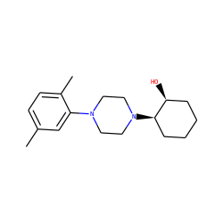Cc1ccc(C)c(N2CCN([C@@H]3CCCC[C@@H]3O)CC2)c1 ZINC000028232222