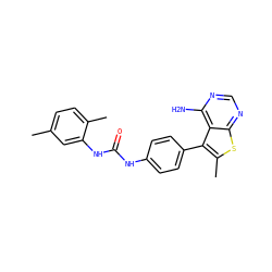 Cc1ccc(C)c(NC(=O)Nc2ccc(-c3c(C)sc4ncnc(N)c34)cc2)c1 ZINC000063539858