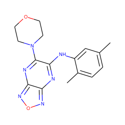 Cc1ccc(C)c(Nc2nc3nonc3nc2N2CCOCC2)c1 ZINC000000432142