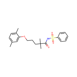 Cc1ccc(C)c(OCCCC(C)(C)C(=O)NS(=O)(=O)c2ccccc2)c1 ZINC000653719514