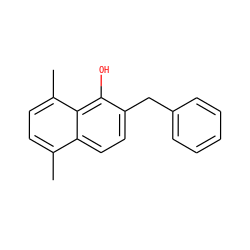 Cc1ccc(C)c2c(O)c(Cc3ccccc3)ccc12 ZINC000027194675