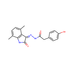 Cc1ccc(C)c2c1NC(=O)/C2=N\NC(=O)Cc1ccc(O)cc1 ZINC000072180337
