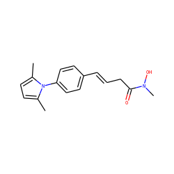 Cc1ccc(C)n1-c1ccc(/C=C/CC(=O)N(C)O)cc1 ZINC000026508515