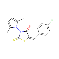 Cc1ccc(C)n1N1C(=O)/C(=C\c2ccc(Cl)cc2)SC1=S ZINC000004919486