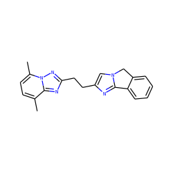 Cc1ccc(C)n2nc(CCc3cn4c(n3)-c3ccccc3C4)nc12 ZINC000169704370