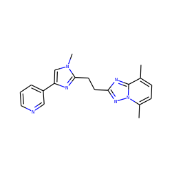 Cc1ccc(C)n2nc(CCc3nc(-c4cccnc4)cn3C)nc12 ZINC000117860442