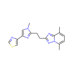 Cc1ccc(C)n2nc(CCc3nc(-c4cscn4)cn3C)nc12 ZINC000072315148