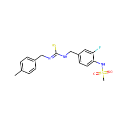 Cc1ccc(C/N=C(\S)NCc2ccc(NS(C)(=O)=O)c(F)c2)cc1 ZINC000013672899