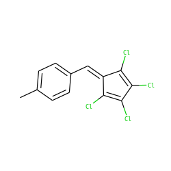 Cc1ccc(C=C2C(Cl)=C(Cl)C(Cl)=C2Cl)cc1 ZINC000001628211