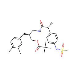 Cc1ccc(C[C@@H](CNC(=O)[C@H](C)c2ccc(NS(C)(=O)=O)cc2)COC(=O)C(C)(C)C)cc1C ZINC000014973203