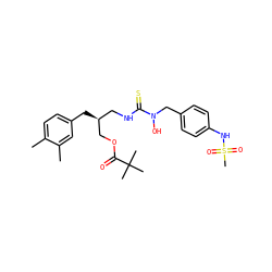 Cc1ccc(C[C@@H](CNC(=S)N(O)Cc2ccc(NS(C)(=O)=O)cc2)COC(=O)C(C)(C)C)cc1C ZINC000026389876