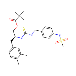 Cc1ccc(C[C@@H](COC(=O)C(C)(C)C)NC(=S)NCc2ccc(NS(C)(=O)=O)cc2)cc1C ZINC000084757496
