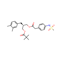 Cc1ccc(C[C@@H](COC(=O)Cc2ccc(NS(C)(=O)=O)cc2)COC(=O)C(C)(C)C)cc1C ZINC000026389892