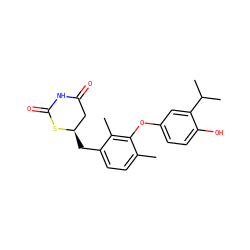 Cc1ccc(C[C@@H]2CC(=O)NC(=O)S2)c(C)c1Oc1ccc(O)c(C(C)C)c1 ZINC000028948204