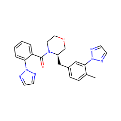 Cc1ccc(C[C@@H]2COCCN2C(=O)c2ccccc2-n2nccn2)cc1-n1nccn1 ZINC000205633162