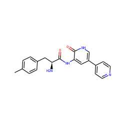 Cc1ccc(C[C@H](N)C(=O)Nc2cc(-c3ccncc3)c[nH]c2=O)cc1 ZINC000084689297
