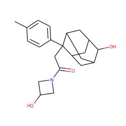 Cc1ccc(C2(CC(=O)N3CC(O)C3)C3CC4CC2CC(C3)C4O)cc1 ZINC000202364214