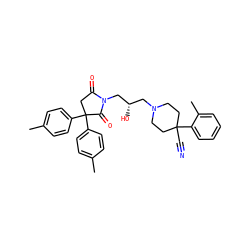 Cc1ccc(C2(c3ccc(C)cc3)CC(=O)N(C[C@@H](O)CN3CCC(C#N)(c4ccccc4C)CC3)C2=O)cc1 ZINC000026146889