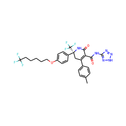 Cc1ccc(C2=C(C(=O)Nc3nn[nH]n3)C(=O)N[C@@](c3ccc(OCCCCCC(F)(F)F)cc3)(C(F)(F)F)C2)cc1 ZINC001772643072