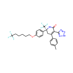 Cc1ccc(C2=C(c3nn[nH]n3)C(=O)N[C@@](c3ccc(OCCCCCC(F)(F)F)cc3)(C(F)(F)F)C2)cc1 ZINC000223919876