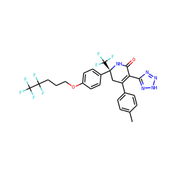 Cc1ccc(C2=C(c3nn[nH]n3)C(=O)N[C@](c3ccc(OCCCC(F)(F)C(F)(F)F)cc3)(C(F)(F)F)C2)cc1 ZINC001772643740