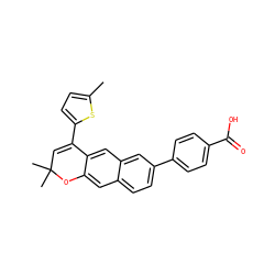 Cc1ccc(C2=CC(C)(C)Oc3cc4ccc(-c5ccc(C(=O)O)cc5)cc4cc32)s1 ZINC000001896358