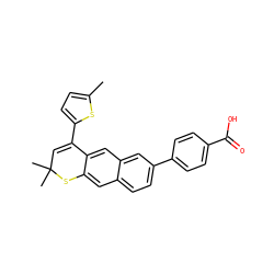 Cc1ccc(C2=CC(C)(C)Sc3cc4ccc(-c5ccc(C(=O)O)cc5)cc4cc32)s1 ZINC000027850253