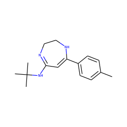 Cc1ccc(C2=CC(NC(C)(C)C)=NCCN2)cc1 ZINC000101099158