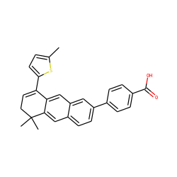 Cc1ccc(C2=CCC(C)(C)c3cc4ccc(-c5ccc(C(=O)O)cc5)cc4cc32)s1 ZINC000027866591