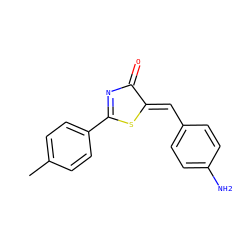 Cc1ccc(C2=NC(=O)/C(=C/c3ccc(N)cc3)S2)cc1 ZINC000299840320