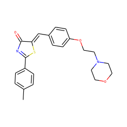 Cc1ccc(C2=NC(=O)/C(=C/c3ccc(OCCN4CCOCC4)cc3)S2)cc1 ZINC000299829586