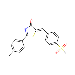 Cc1ccc(C2=NC(=O)/C(=C/c3ccc(S(C)(=O)=O)cc3)S2)cc1 ZINC000299819599