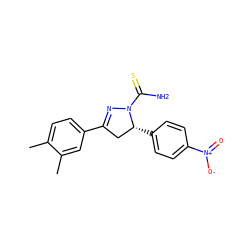 Cc1ccc(C2=NN(C(N)=S)[C@H](c3ccc([N+](=O)[O-])cc3)C2)cc1C ZINC000053226761