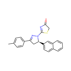Cc1ccc(C2=NN(C3=NC(=O)CS3)[C@@H](c3ccc4ccccc4c3)C2)cc1 ZINC000169336320