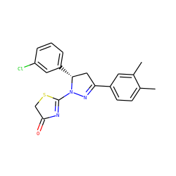 Cc1ccc(C2=NN(C3=NC(=O)CS3)[C@H](c3cccc(Cl)c3)C2)cc1C ZINC000095580601