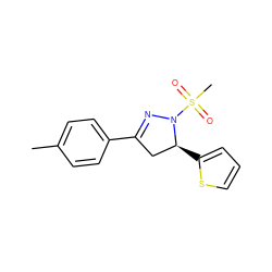 Cc1ccc(C2=NN(S(C)(=O)=O)[C@@H](c3cccs3)C2)cc1 ZINC000000549327